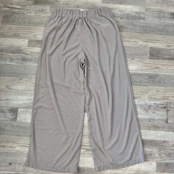 Halara Flex NWT high waisted pocket wide leg waffle pants grey size large M27 - Picture 11 of 11